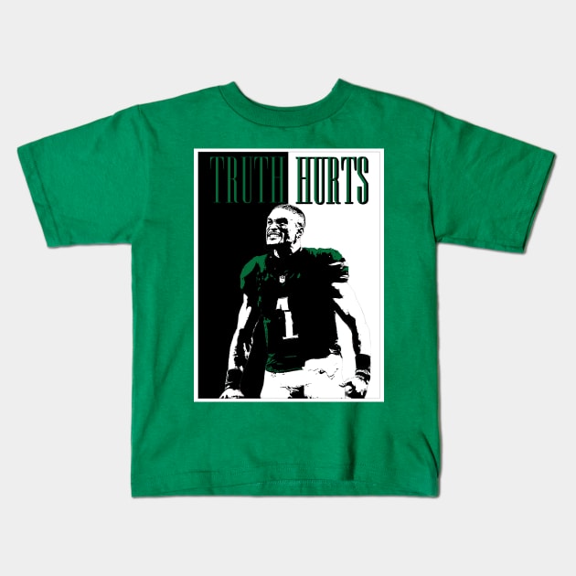 Jalen Hurts Kelly Green Kids T-Shirt by DrawnStyle